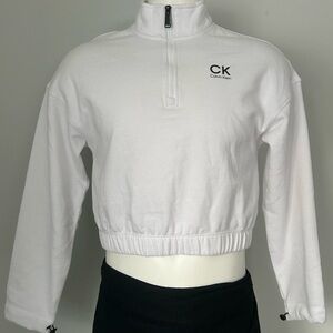 Calvin Klein White Quarter-Zip Sweatshirt